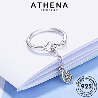 ATHENA JEWELRY 925 เงิน เกาหลี แหวน เครื่องประดับ มอยส์ซาไนท์ไดมอนด์ ต้นฉบับ เครื่องประดับ แฟชั่น แท้ รูปทรงหยดน้ำที่เรียบง่าย ผู้หญิง Silver R126