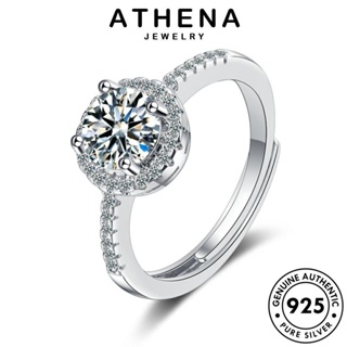 ATHENA JEWELRY แหวน เกาหลี ผู้หญิง Silver ต้นฉบับ แท้ แฟชั่น เครื่องประดับ รอบแฟชั่น มอยส์ซาไนท์ไดมอนด์ เงิน 925 เครื่องประดับ R130