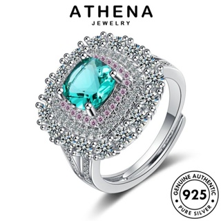 ATHENA JEWELRY ผู้หญิง สี่เหลี่ยม เครื่องประดับ เกาหลี มอยส์ซาไนท์ไดมอนด์ Silver ต้นฉบับ แท้ 925 เงิน เครื่องประดับ แหวน แฟชั่น R141