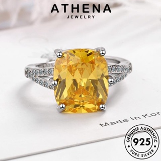 ATHENA JEWELRY Silver ต้นฉบับ แหวน เกาหลี แฟชั่น เงิน เครื่องประดับ สี่เหลี่ยม 925 ซิทริน แท้ เครื่องประดับ ผู้หญิง R219