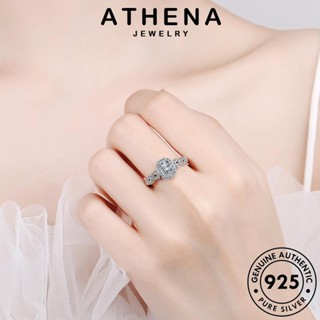 ATHENA JEWELRY เพชรสี่เหลี่ยมแฟชั่น เงิน ผู้หญิง เครื่องประดับ 925 แฟชั่น แหวน ต้นฉบับ Silver เครื่องประดับ มอยส์ซาไนท์ไดมอนด์ แท้ เกาหลี R224