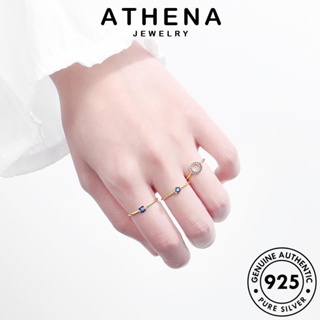 ATHENA JEWELRY เกาหลี เงิน Silver 925 แหวน ต้นฉบับ แท้ แฟชั่น เครื่องประดับ บุคลิกภาพกลม ผู้หญิง เครื่องประดับ อความารีนโกลด์ R230