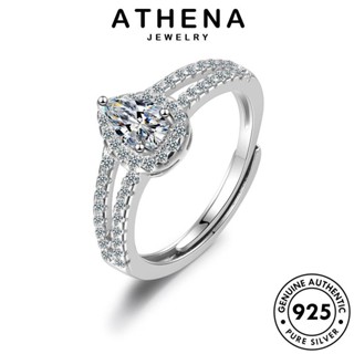 ATHENA JEWELRY ผู้หญิง แฟชั่น Silver แท้ เครื่องประดับ รูปทรงหยดน้ำสองชั้น เกาหลี เครื่องประดับ มอยส์ซาไนท์ไดมอนด์ ต้นฉบับ 925 แหวน เงิน R246