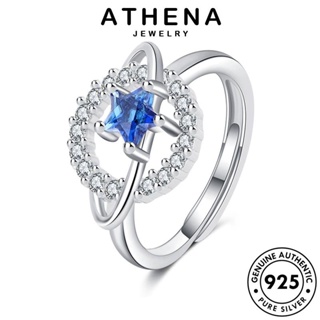 ATHENA JEWELRY เครื่องประดับ ต้นฉบับ แฟชั่น แท้ อความารีน ดาวห้าแฉกสด ผู้หญิง แหวน เครื่องประดับ เงิน 925 Silver เกาหลี R210