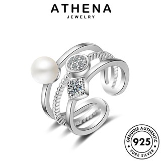 ATHENA JEWELRY เครื่องประดับ เครื่องประดับ เกาหลี Silver แท้ แหวน ผู้หญิง เงิน แฟชั่น 925 ต้นฉบับ ไข่มุกทอง เรขาคณิตคู่ R289