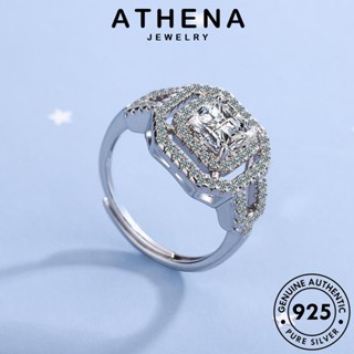 ATHENA JEWELRY แหวน 925 ผู้หญิง มอยส์ซาไนท์ไดมอนด์ เครื่องประดับ แท้ ต้นฉบับ แฟชั่น เงิน เครื่องประดับ เพชรสี่เหลี่ยมแฟชั่น เกาหลี Silver R262