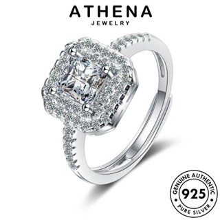 ATHENA JEWELRY Silver ต้นฉบับ เงิน เครื่องประดับ ผู้หญิง 925 แหวน แฟชั่น สี่เหลี่ยม เกาหลี แท้ มอยส์ซาไนท์ไดมอนด์ เครื่องประดับ R265