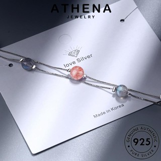 ATHENA JEWELRY สตรอเบอร์รี่คริสตัล ผู้หญิง แฟชั่น กำไลข้อมือ กำไล เงิน เกาหลี ผู้หญิง เครื่องประดับ แท้ 925 ต้นฉบับ เครื่องประดับ การไล่ระดับสีที่เรียบง่าย Silver B96