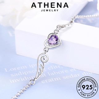 ATHENA JEWELRY กำไล ผู้หญิง Silver หัวใจน่ารัก พลอยสีม่วง ผู้หญิง เครื่องประดับ กำไลข้อมือ ต้นฉบับ 925 แฟชั่น แท้ เกาหลี เครื่องประดับ เงิน B101