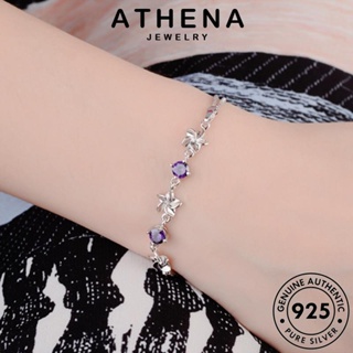 ATHENA JEWELRY 925 ผู้หญิง โคลเวอร์หวาน ผู้หญิง กำไล แฟชั่น มอยส์ซาไนท์ไดมอนด์ เครื่องประดับ กำไลข้อมือ เครื่องประดับ เกาหลี เงิน Silver ต้นฉบับ แท้ B131