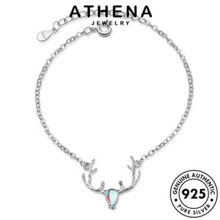 ATHENA JEWELRY 925 เครื่องประดับ ต้นฉบับ มูนสโตน ผู้หญิง ผู้หญิง เครื่องประดับ แฟชั่น เกาหลี เงิน แท้ เขากวางธรรมดา กำไลข้อมือ กำไล Silver B157