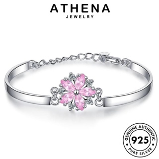 ATHENA JEWELRY ต้นฉบับ แฟชั่น คริสตัลเพชรสีชมพู เกาหลี เครื่องประดับ เครื่องประดับ เงิน 925 Silver ดอกไม้แฟชั่น แท้ กำไล ผู้หญิง ผู้หญิง กำไลข้อมือ B178