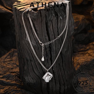 ATHENA JEWELRY จี้ ต้นฉบับ เครื่องประดับ แท้ 925 สร้อยคอ แฟชั่น Silver เกาหลี ผู้หญิง มอยส์ซาไนท์ไดมอนด์ สี่เหลี่ยมสร้างสรรค์ เครื่องประดับ เงิน N9