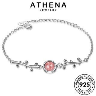 ATHENA JEWELRY เกาหลี ผู้หญิง ต้นฉบับ กำไล แฟชั่น แท้ เครื่องประดับ ผู้หญิง กำไลข้อมือ 925 Silver เครื่องประดับ สาขาที่เรียบง่าย เงิน สตรอเบอร์รี่คริสตัล B145