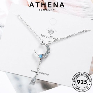 ATHENA JEWELRY ดวงจันทร์ที่สร้างสรรค์ แท้ 925 ผู้หญิง เครื่องประดับ เกาหลี เงิน เครื่องประดับ แฟชั่น ต้นฉบับ ไพลิน Silver สร้อยคอ จี้ N46