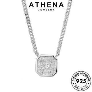 ATHENA JEWELRY เครื่องประดับ แฟชั่น ผู้หญิง เงิน 925 จัตุรัสแฟชั่น จี้ เครื่องประดับ เกาหลี แท้ สร้อยคอ Silver มอยส์ซาไนท์ไดมอนด์ ต้นฉบับ N15