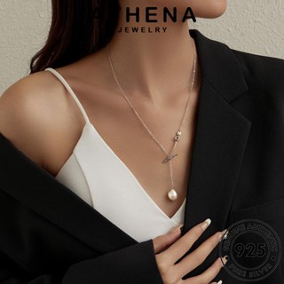 ATHENA JEWELRY เครื่องประดับ เครื่องประดับ ต้นฉบับ ไข่มุก แท้ จี้ Silver สร้อยคอ แฟชั่น 925 เกาหลี ผู้หญิง สาขาที่เรียบง่าย เงิน N18