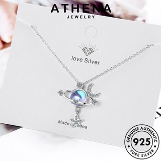 ATHENA JEWELRY สร้อยคอ มูนสโตน แฟชั่น Silver 925 ต้นฉบับ ผู้หญิง เครื่องประดับ บุคลิกภาพ เงิน เครื่องประดับ ดาวเดือน จี้ เกาหลี แท้ N25