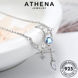 ATHENA JEWELRY แท้ แฟชั่น มูนสโตน จี้ เงิน เครื่องประดับ ผู้หญิง ต้นฉบับ พระจันทร์น่ารัก Silver 925 เกาหลี เครื่องประดับ สร้อยคอ N28