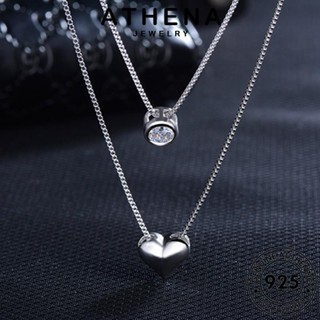 ATHENA JEWELRY ต้นฉบับ แฟชั่น สร้อยคอ รักซ้อน เครื่องประดับ เครื่องประดับ เกาหลี เงิน 925 จี้ Silver มอยส์ซาไนท์ไดมอนด์ แท้ ผู้หญิง N29