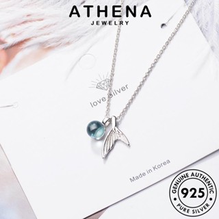 ATHENA JEWELRY แท้ ต้นฉบับ แฟชั่น ผู้หญิง หางปลาบุคลิกภาพ 925 เกาหลี Silver มูนสโตน สร้อยคอ เครื่องประดับ เครื่องประดับ จี้ เงิน N70