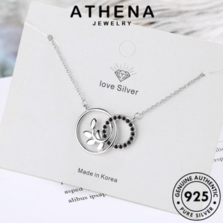 ATHENA JEWELRY ต้นฉบับ สร้อยคอ เครื่องประดับ Silver มอยส์ซาไนท์ไดมอนด์ แฟชั่น เครื่องประดับ เงิน เกาหลี ผู้หญิง ใบดำ จี้ แท้ 925 N90