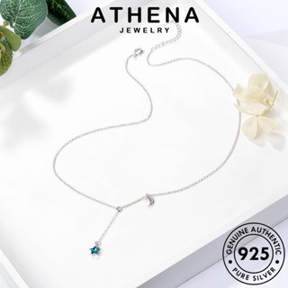 ATHENA JEWELRY Silver เครื่องประดับ 925 เงิน ต้นฉบับ จี้ แท้ ไพลิน สร้อยคอ เครื่องประดับ ดวงจันทร์ที่เรียบง่าย ผู้หญิง แฟชั่น เกาหลี N110