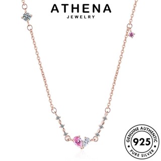 ATHENA JEWELRY จี้ ต้นฉบับ เงิน 925 ผู้หญิง แท้ หวานใจ เครื่องประดับ แฟชั่น พิ้งค์ไดมอนด์คริสตัลโกลด์ เครื่องประดับ สร้อยคอ เกาหลี Silver N120