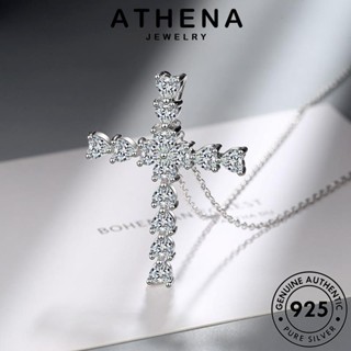 ATHENA JEWELRY Silver ต้นฉบับ มอยส์ซาไนท์ไดมอนด์ เกาหลี ไม้กางเขนอันสูงส่ง จี้ 925 ผู้หญิง แฟชั่น สร้อยคอ เงิน เครื่องประดับ เครื่องประดับ แท้ N158