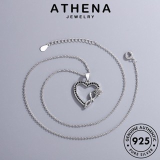 ATHENA JEWELRY แฟชั่น เครื่องประดับ ต้นฉบับ เครื่องประดับ เกาหลี มอยส์ซาไนท์ไดมอนด์ ผู้หญิง Silver สร้อยคอ 925 ใจดำ เงิน จี้ แท้ N177