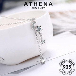 ATHENA JEWELRY พระจันทร์น่ารัก แท้ Silver ผู้หญิง ต้นฉบับ เครื่องประดับ จี้ เกาหลี เงิน สร้อยคอ แฟชั่น เครื่องประดับ 925 มอยส์ซาไนท์ไดมอนด์ N188