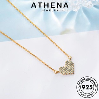 ATHENA JEWELRY เครื่องประดับ ไดมอนด์ Silver เกาหลี จี้ แท้ แฟชั่น เงิน มอยส์ซาไนท์ ต้นฉบับ สร้อยคอ ผู้หญิง เต็มไปด้วยรัก 925 เครื่องประดับ โกลด์ N138