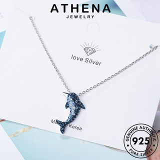 ATHENA JEWELRY สร้อยคอ แฟชั่น ผู้หญิง ไพลิน ปลาโลมาน่ารัก 925 เครื่องประดับ จี้ Silver แท้ ต้นฉบับ เกาหลี เงิน เครื่องประดับ N141