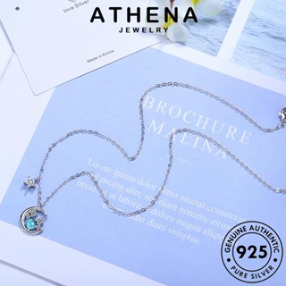 ATHENA JEWELRY แท้ เกาหลี พระจันทร์และดวงดาว Silver เครื่องประดับ เงิน เครื่องประดับ แฟชั่น สร้อยคอ สีฟ้าคราม จี้ 925 ผู้หญิง ต้นฉบับ N193