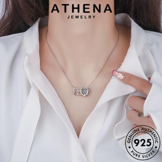 ATHENA JEWELRY 52 ต้นฉบับ มินิมัลลิสต์หมายเลข Silver สร้อยคอ เครื่องประดับ เครื่องประดับ เงิน 925 แท้ เกาหลี จี้ แฟชั่น ผู้หญิง มอยส์ซาไนท์ไดมอนด์ N245