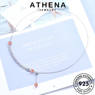 ATHENA JEWELRY เครื่องประดับ จี้ แฟชั่น เงิน เกาหลี แท้ ผู้หญิง เครื่องประดับ สตรอเบอรี่คริสตัลโกลด์ 925 สร้อยคอ ต้นฉบับ รวงข้าวสาลีน่ารัก Silver N255