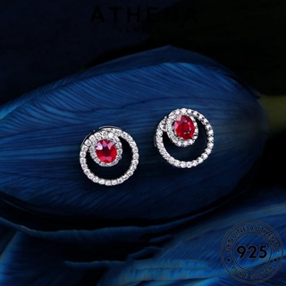 ATHENA JEWELRY กลม Silver ห่วง ผู้หญิง 925 เกาหลี ตุ้มหู เครื่องประดับ เครื่องประดับ ต่างหู ทับทิม ต้นฉบับ แท้ หนีบ แฟชั่น เงิน E1318