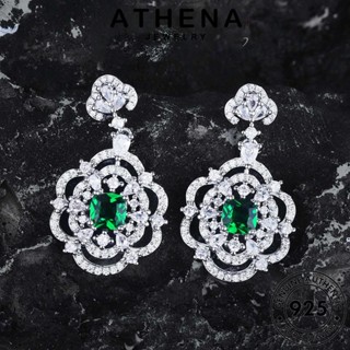 ATHENA JEWELRY แท้ เงิน มรกต แฟชั่น ห่วง ตุ้มหู ดอกไม้ เครื่องประดับ เครื่องประดับ 925 เกาหลี ต้นฉบับ ผู้หญิง Silver ต่างหู หนีบ E1326