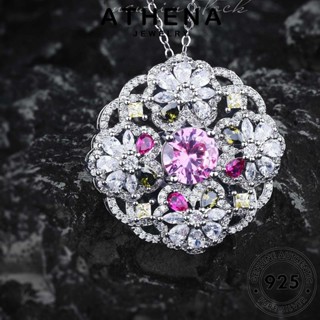 ATHENA JEWELRY คริสตัลเพชรสีชมพู Silver จี้ แฟชั่น 925 เครื่องประดับ สร้อยคอ เครื่องประดับ เกาหลี เงิน แท้ ต้นฉบับ ผู้หญิง ดอกไม้ที่สร้างสรรค์ N1600