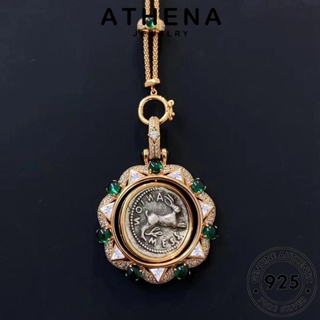 ATHENA JEWELRY มรกต กระต่ายปีเตอร์ย้อนยุค 925 ต้นฉบับ สร้อยคอ จี้ เงิน แฟชั่น ผู้หญิง เครื่องประดับ เครื่องประดับ เกาหลี Silver แท้ N1602