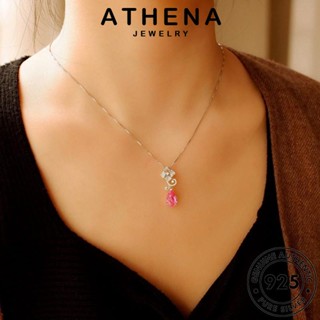 ATHENA JEWELRY เครื่องประดับ ต้นฉบับ Silver 925 แท้ จี้ คริสตัลเพชรสีชมพู แฟชั่น สร้อยคอ เงิน ดอกไม้แฟชั่น เครื่องประดับ ผู้หญิง เกาหลี N1607