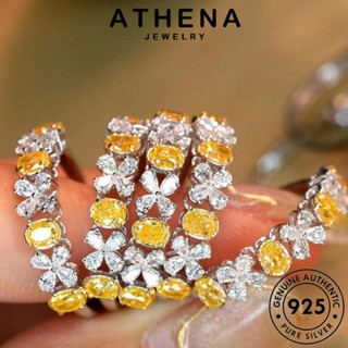 ATHENA JEWELRY แฟชั่น ผู้หญิง Silver โคลเวอร์สี่ใบ แหวน เกาหลี แท้ ซิทริน 925 เครื่องประดับ ต้นฉบับ เงิน เครื่องประดับ R2575