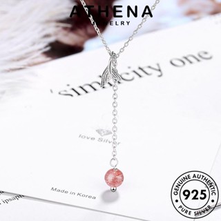 ATHENA JEWELRY แท้ Silver ผู้หญิง สร้อยคอ พู่ง่ายๆ เงิน ต้นฉบับ เครื่องประดับ แฟชั่น สตรอเบอร์รี่คริสตัล 925 เครื่องประดับ จี้ เกาหลี N267