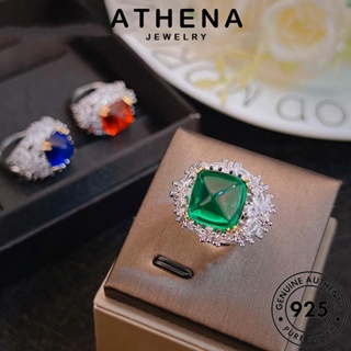 ATHENA JEWELRY แท้ ผู้หญิง Silver เกาหลี สี่เหลี่ยม แฟชั่น เครื่องประดับ ต้นฉบับ 925 เงิน มรกต เครื่องประดับ แหวน R2586