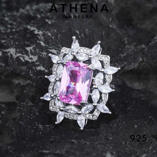 ATHENA JEWELRY แฟชั่น ต้นฉบับ 925 เครื่องประดับ เครื่องประดับ ดอกไม้น้ำแข็ง Silver แหวน แท้ ผู้หญิง เงิน คริสตัลเพชรสีชมพู เกาหลี R2612