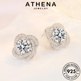 ATHENA JEWELRY เครื่องประดับ ตุ้มหู ผู้หญิง โคลเวอร์สี่ใบ เงิน Silver มอยส์ซาไนท์ไดมอนด์ หนีบ แท้ 925 ต่างหู เครื่องประดับ แฟชั่น ห่วง เกาหลี ต้นฉบับ E723