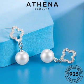 ATHENA JEWELRY เครื่องประดับ แท้ ห่วง แฟชั่น Silver เกาหลี ผู้หญิง เงิน 925 ต้นฉบับ ตุ้มหู ไข่มุก เครื่องประดับ หนีบ ต่างหู โคลเวอร์สี่ใบ E726