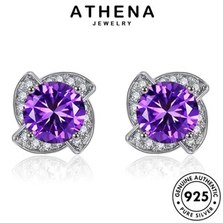 ATHENA JEWELRY เงิน 925 มอยส์ซาไนท์ไดมอนด์ ผู้หญิง ต้นฉบับ ตุ้มหู หนีบ Silver แฟชั่น โคลเวอร์สี่ใบ แท้ ต่างหู เครื่องประดับ เกาหลี เครื่องประดับ ห่วง E733