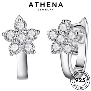 ATHENA JEWELRY มอยส์ซาไนท์ ไดมอนด์ ห่วง ต้นฉบับ เงิน หนีบ โกลด์ แท้ Silver ผู้หญิง แฟชั่น เครื่องประดับ ตุ้มหู เครื่องประดับ ต่างหู เกล็ดหิมะ เกาหลี 925 E746