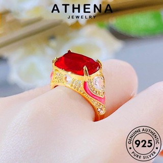 ATHENA JEWELRY แท้ ผู้หญิง ทับทิม แฟชั่น กลีบดอก เงิน สร้อยคอ เครื่องประดับ จี้ เครื่องประดับ Silver 925 เกาหลี ต้นฉบับ S634